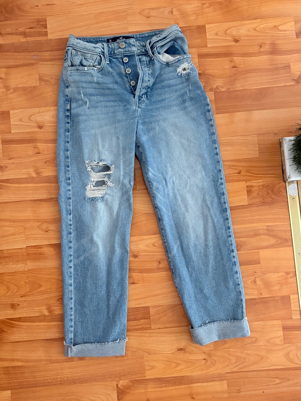 Hollister Light Blue Distressed Boyfriend Jeans